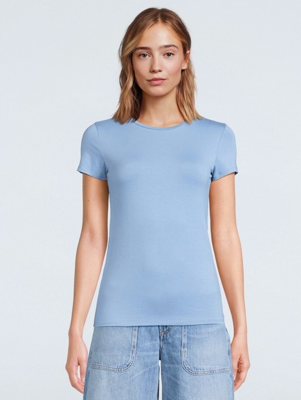 Majestic Filatures Soft Touch Short Sleeve Crewneck Tee T-Shirt Blue Size 1 / XS